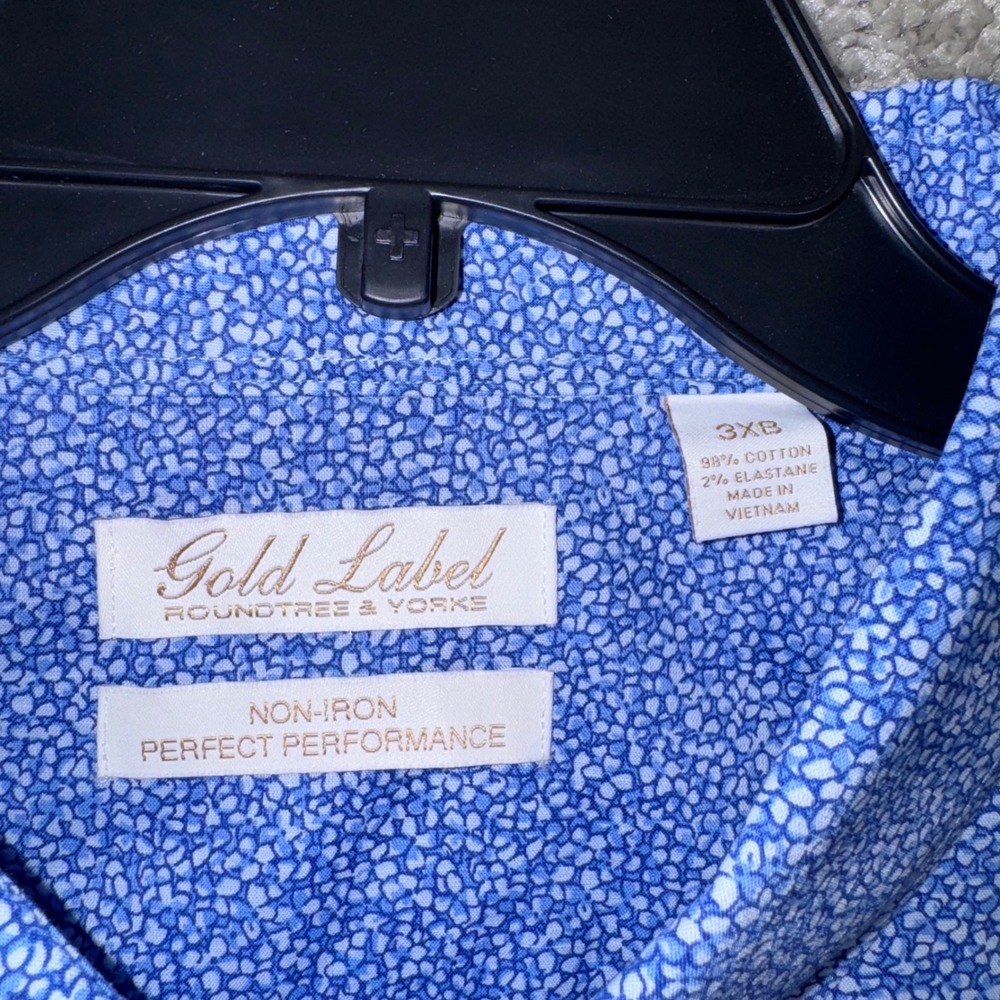 Roundtree & Yorke Gold Label Shirt Mens Stretch Non-Iron Blue 3XB NEW - Picture 3 of 8